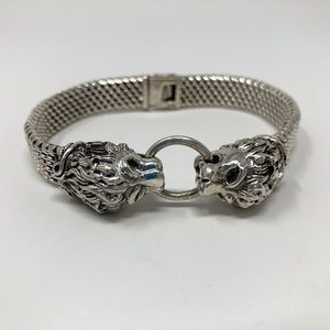 Double Lion Heads men bracelet sterling silver 925